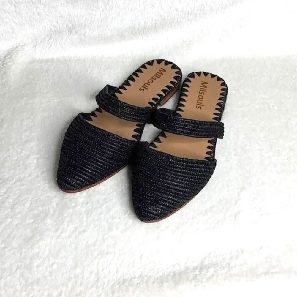 NWOT Milsouls Handmade Backless Woven Raffia Mule